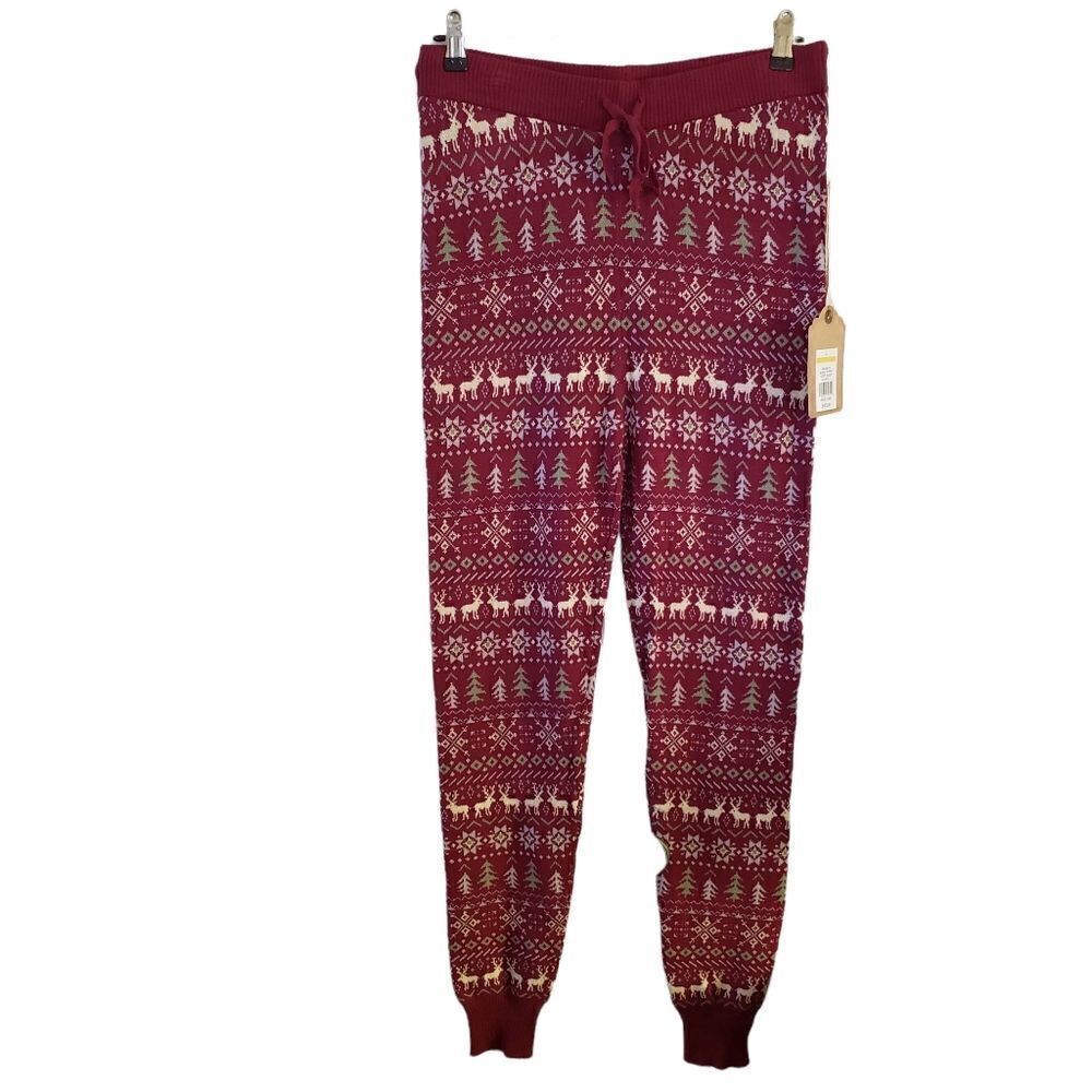 True Craft Printed Cozy Winter Theme Jogger Knitted Pants Size Large